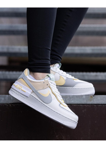 Бежеві Осінні кросівки чоловічі nike air force 1 shadow white yellow найк аір форс 1 преміум No Brand