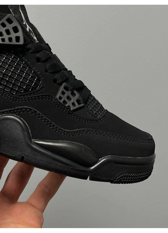 КРОСІВКИ ЖІНОЧІ NIKE AIR JORDAN 4 RETRO ALL BLACK НАЙК АІР ДЖОРДАН No Brand чорні демісезони (368888128)