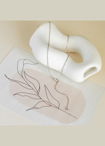 Кольє срібне Куля з намистинкою на ланцюжку галстук Каштан (342335622)