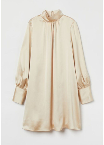 Светло-бежевое деловое женское атласное платье н&м (56667) xs светло-бежевое H&M