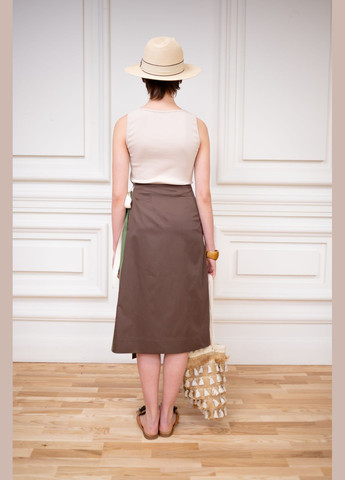 АСИМЕТРИЧНА БАВОВНЯНА СПІДНИЦЯ НА ЗАПАХ КОРИЧНЕВОГО КОЛЬОРУ ЕМІ Dolcedonna (339681629)