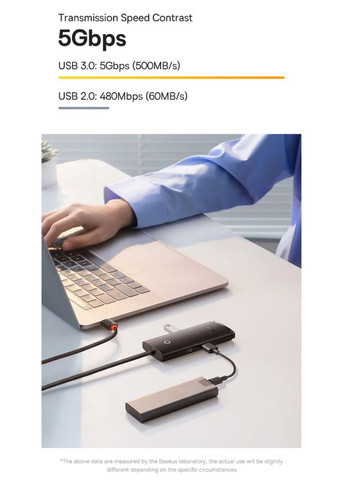 USB-Хаб Lite Series 4 in 1 (USB-A to USB 3.0*4) 1m Black Baseus (341325821)
