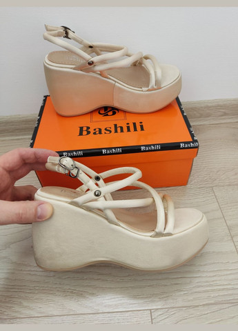 Бежеві босоніжки жіночі текстиль, босоніжки на платформі, бежеві босоніжки платформа Bashili Milla (347147111)