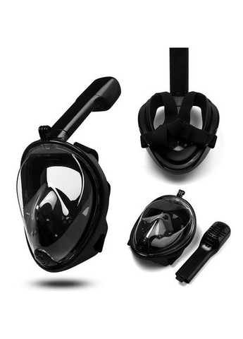 Панорамна маска для плавання + водонепроникний чохол GTM (S/M) Чорна із кріпленням для камери Original Black Free Breath (272798763)