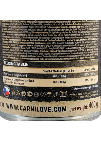 Влажный корм Duck & Pheasant для собак, утка и фазан, 400 г Carnilove (355255497)