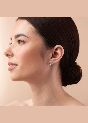 Золоті сережки - пусети Кругообіг з фіанітами с08354 Oniks (264392818)