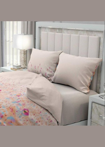 Микрофибровое постельное белье принт цветы Евро 200x220 см Пудровый (М-P-0137-02) No Brand (348095446)