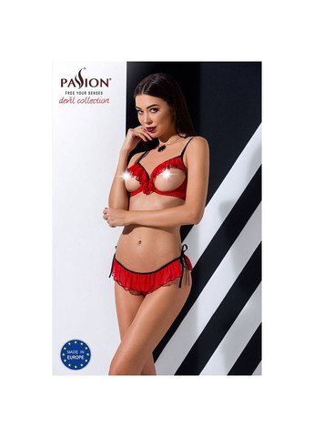 Красный демисезонный комплект белья cherry set openbra red - exclusive: открытый лиф, трусики-юбка - cherrylove Passion