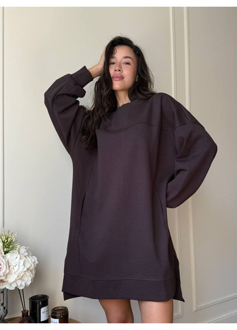 Темно-коричнева спортивна, повсякденний, вечірня, кежуал жіноча сукня-світшот сукня-світшот Asi.Store.ua