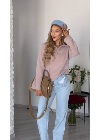 Светло-розовый демисезонный женский свитер из альпака джемпер Avanti