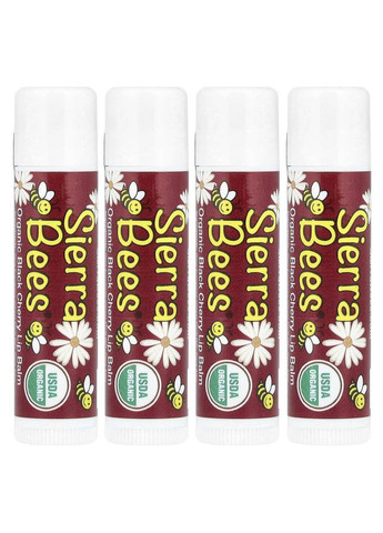 Органічні бальзами для губ, чорна вишня, 4 шт. по 4,25 г Sierra Bees (361858569)