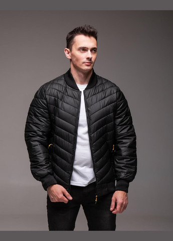 Черная демисезонная куртка бомбер утепленный весна/осень No Brand