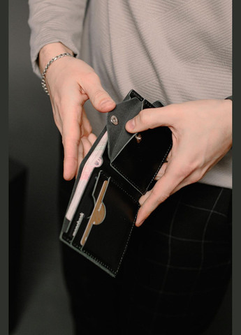 Классический кошелек из натуральной гладкой кожи SR002 (Черный) SKILL (323204054)