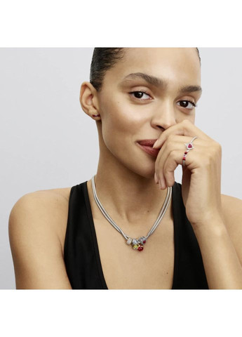 Серебряные серьги Пандора "Бант Белоснежки" 293779C01 Kabluchka (355347225)