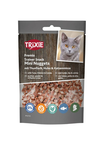 Ласощі Premio Trainer Snack Mini Fish Nuggets для котів з тунцем та куркою 50 г Trixie (380385580)