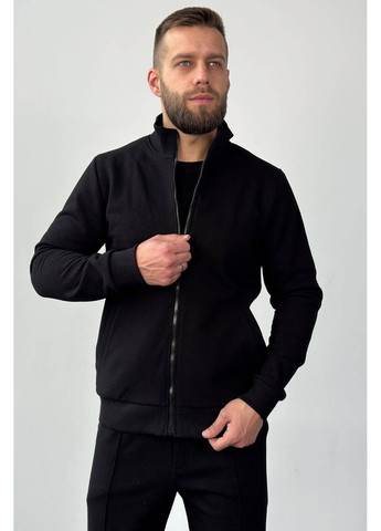 Черный демисезонный спортивный костюм на флисе (кофта, брюки), цвет черный Nenka