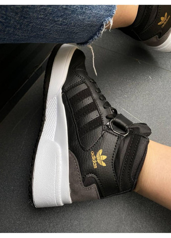 КРОСІВКИ ЖІНОЧІ ADIDAS FORUM HIGH BLACK WHITE АДІДАС ФОРУМ No Brand чорні демісезони (369392424)
