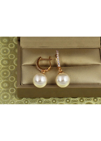 Серьги подвески с жемчугом Цефей 3,3 см золотистые. Xuping Jewelry (369401532)
