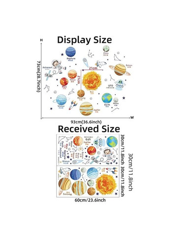 Наклейка в детскую Солнце и планеты (лист 60 х 60 см) Б303-3 BRUP (302241699)