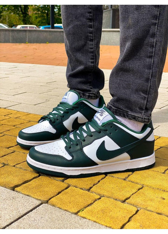 Сірі Осінні кросівки чоловічі nike sb dunk low dark green white найк сб данк No Brand