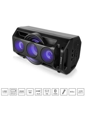 Портативная колонка бумбокс X777-PSS Boombox 65W Bluetooth TWS, RGB, Black Real-El (397054256)