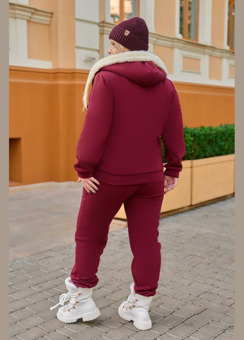 Женский теплый костюм с мехом цвет бордовый р.50/52 445480 New Trend (288050223)