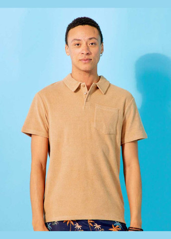 Темно-бежевая футболка-поло лето,темно-бежевый, для мужчин Kiabi