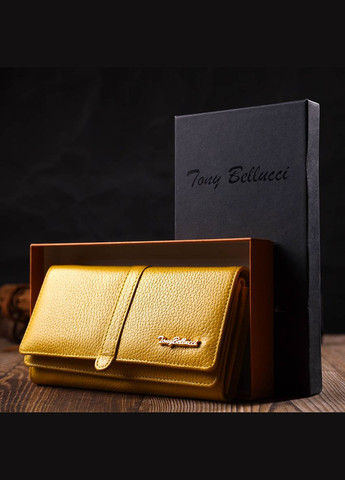 Барвистий жіночий гаманець з великою кількістю відділень із натуральної шкіри жовтий 21960 Tony Bellucci (329199004)