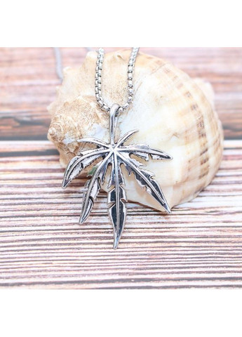 Чоловічий ланцюжок із кулоном Лист коноплі із медичної сталі 60 см No Brand (364506683)