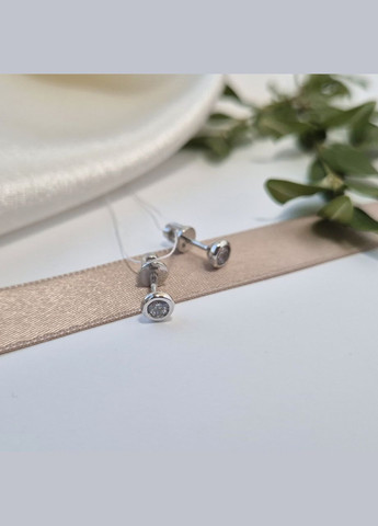 Срібні сережки гвоздики на закрутках Білий Камінь 4 мм срібло 925 проби Родоване вс099/1р 1.46г No Brand (337525537)