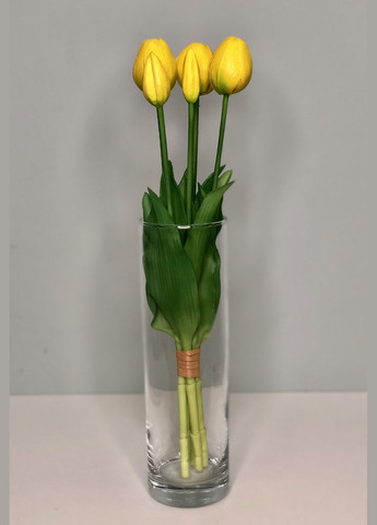 Тюльпани штучні латексні жовті, букет із 5 бутонів Real Touch, для декору, подарунок HVOYA (323654291)