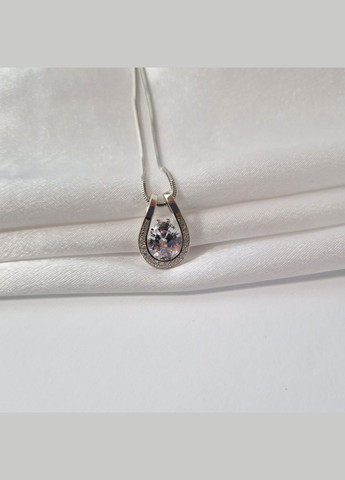 Срібна підвіска кулон з Великим Білим каменем срібло 925 проби Родоване 31119р 4.80г No Brand (313103473)