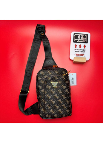 Сумка-слінг /Мессенджер через плече Guess чоловічий/ Барсетка для чоловіків Guess Гесс Гуес Коричневий No Brand (361668567)