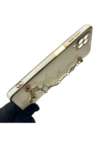 Чехол для телефона Galaxy M32 4G (SM-M325F) женский с ремешком с украшениями и золотой окантовкой на M32 белый gs1 Samsung (366230828)