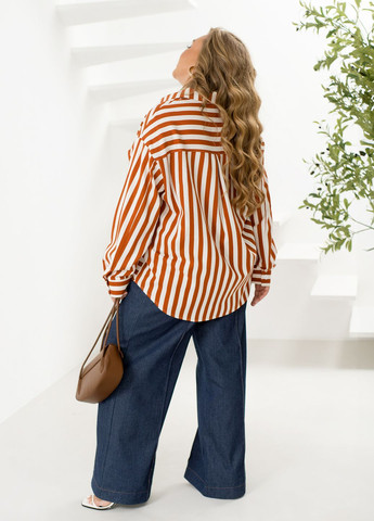 Горчичная классическая, повседневный, кэжуал рубашка в полоску No Brand с длинным рукавом