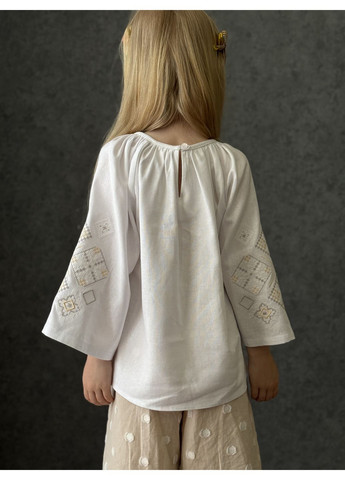 Белая вышиванка для девочки зарево Kashtanchik лен (366213545)