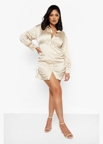 Бежева повсякденний сукня Boohoo однотонна