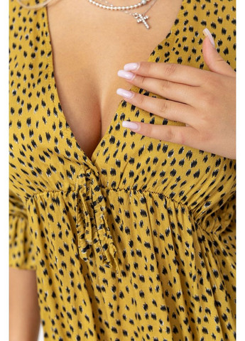 Бронзова сукня з принтом, колір бронзовий, 115r0400-1 Kamomile