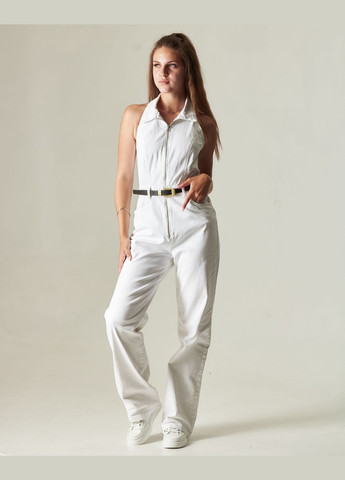 Комбінезон на блискавці білий Dilvin білий кежуал бавовна