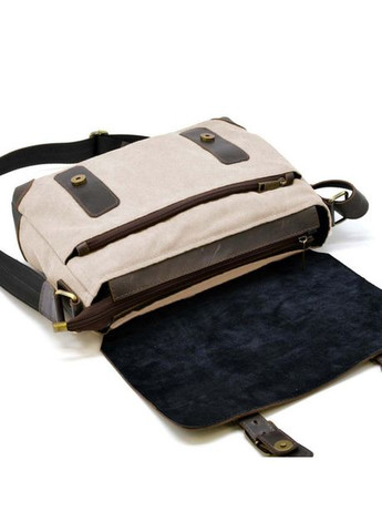 Сумка портфель через плече для чоловіків з текстилю та натуральної шкіри для документів А4 для подорожей Сірий 40379 TARWA (361348743)