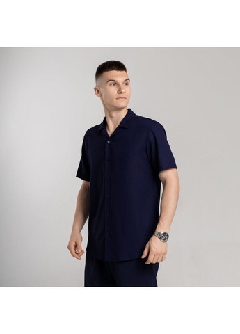 Темно-синяя повседневный рубашка однотонная Pobedov