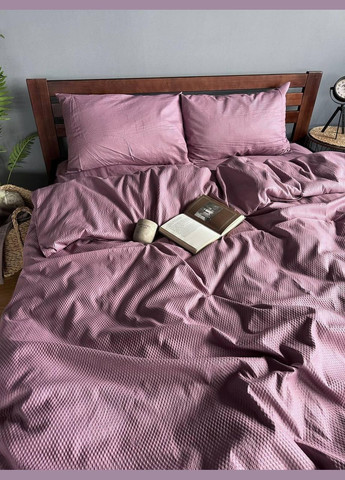 Постільна білизна однотонна полісатин у стилі жатки Двоспальна Простирадло на гумці 160x200х20 Винний 50 х 70 No Brand (327797545)