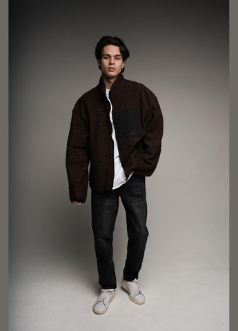 Стильна та тепла куртка-бомбер із м'якого матеріалу "барашек" Vakko на блискавці (324147089)