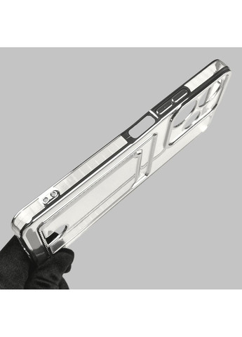 Чехол для POCO M6 4G с серебряной окантовкой с карманом для карт на сяоми поко м6 серебряный Xiaomi (366022575)