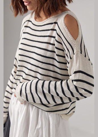 Жіночий смугастий лонгслів із розрізами на плечах Lurex (298730303)