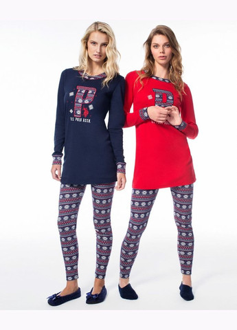 Синя домашній одяг u. s. polo assn - піжама жіноча (довгий рукав) 15521 синя, U.S. Polo ASSN