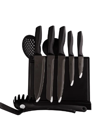 Набор кухонных принадлежностей на подставке 9 предметов, черный TS Kitchen HP1851056 No Brand чёрные,