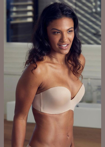 Кремовый балконет бюстгальтер push up без бретелей Wonderbra без косточек