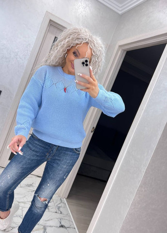 Блакитний демісезонний вовняний светрик вільного крою Allthings