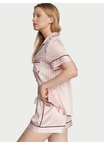 Комбинированная всесезон пижама сатиновая (рубашка + шорты) glazed satin short pajama set Victoria's Secret